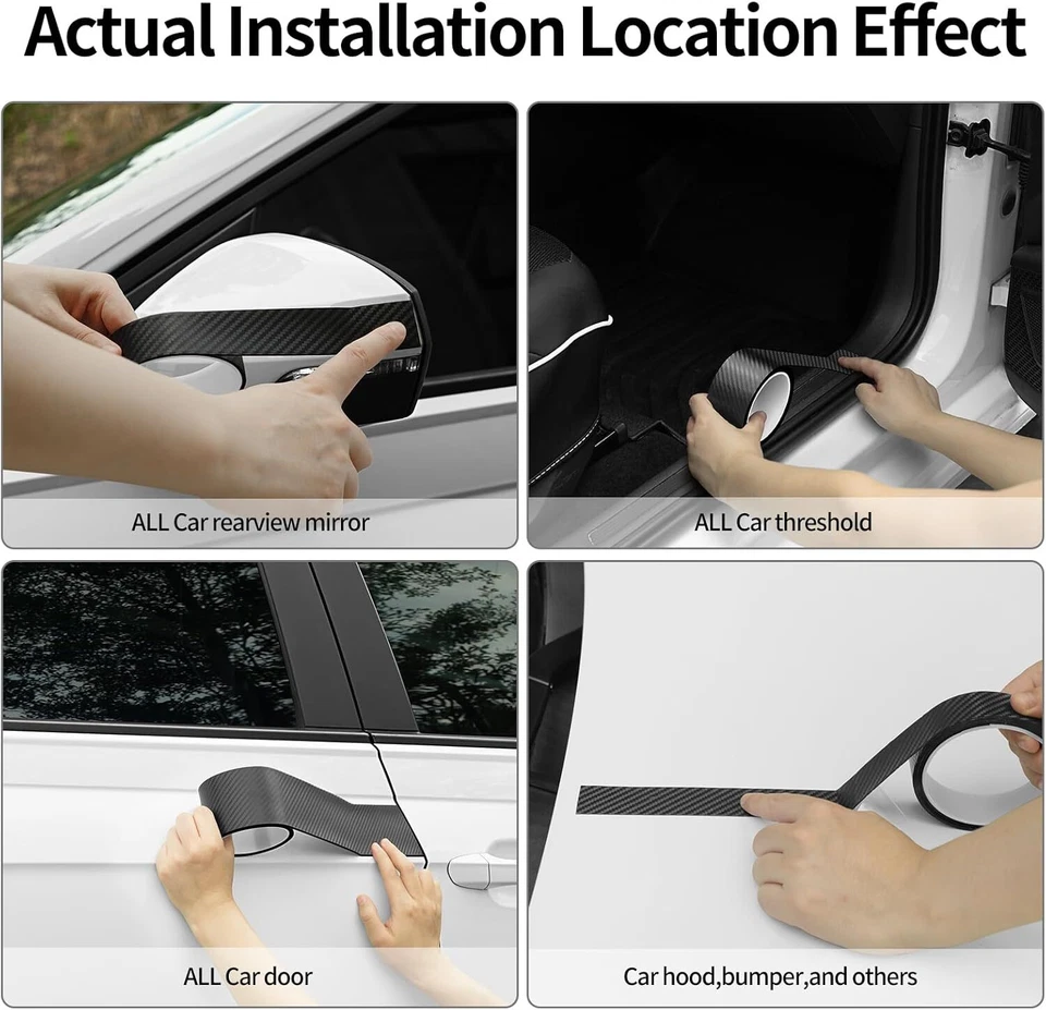 Carbon Fiber Wrap,Car Door Protector Edge Guard Anti-Collision for Great Wall H6 - image 3 of 4