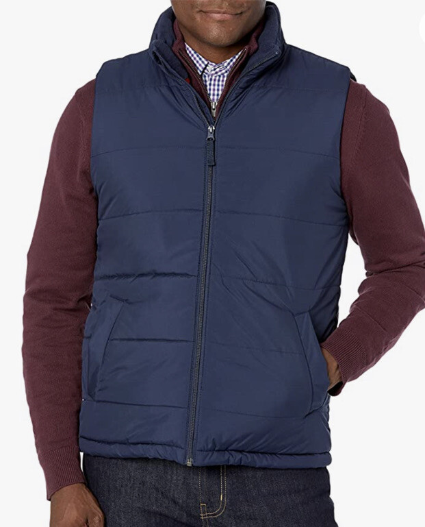NWT Amazon Essentials Men's Midweight Puffer Vest, Navy Size M