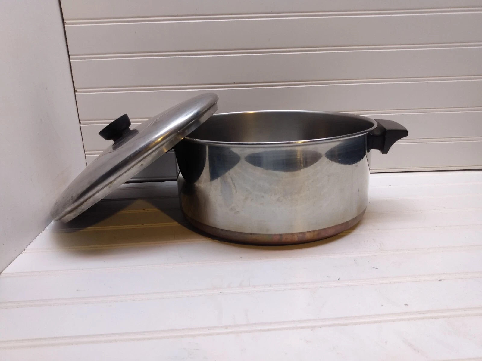 Revere Ware 6 Qt Stockpot Copper Clad Stainless Dutch Oven Frying Pan & Lid Wide