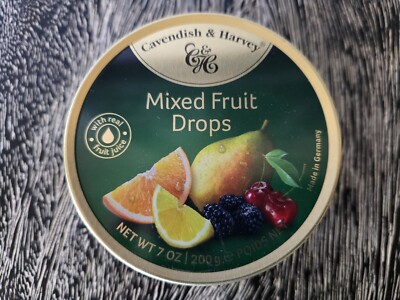 Cavendish & Harvey Mixed Fruit Hard Candy Drops 7 Oz New Sealed Exp 2027 Germany