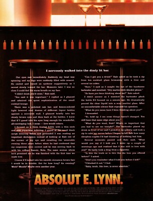 ABSOLUT E. LYNN VODKA  AD 2003 VERY RARE OUT OF PRINT 1