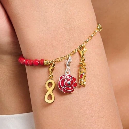 THOMAS SABO Charm Armband Imitierte Koralle Silber vergoldet A2130-427-10 19 cm - Bild 2 von 4