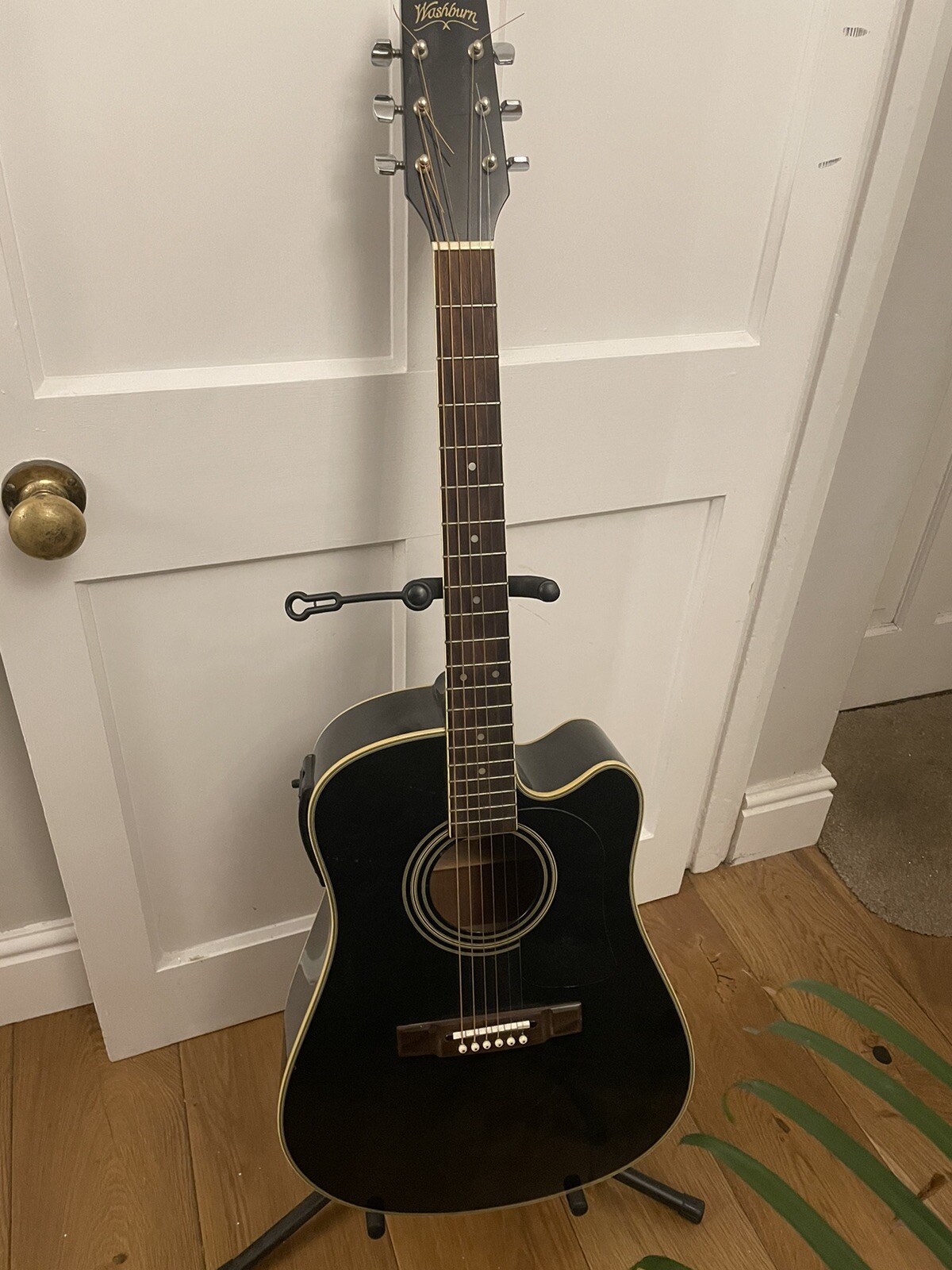 Washburn Electro Acoustic Guitar D10 CE B black eBay