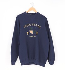 VINTAGE '90s Penn State Embroidered Crewneck Navy Sweatshirt Size XL