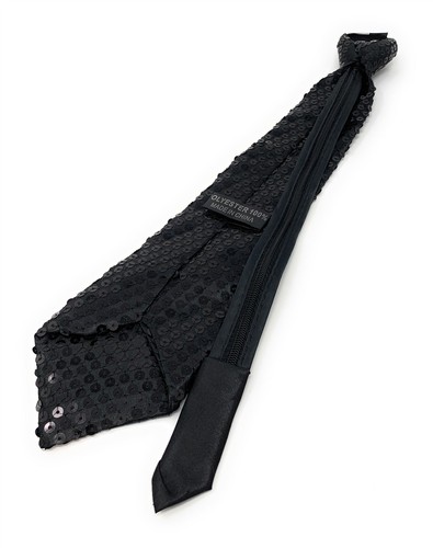 *Reino Unido* Corbata de cuello ajustable pre atada con lentejuelas negras Vestido elegante Fiesta Clip On - Imagen 4 de 5