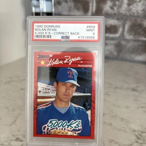 1990 Donruss Nolan Ryan #659 5000 K's Correct Back