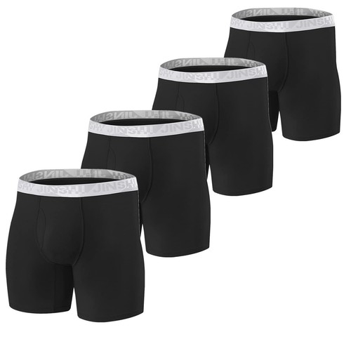 Bamboo Viscose Mens Underwear Breathable Boxer Briefs for Men Pack Open Fly B...