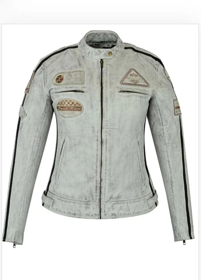 Moto Chaqueta Mujer Cuero Chaqueta Protector CE Chaqueta de Gira ROJO,NEGRO - Imagen 4 de 4