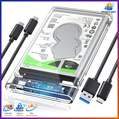 Festplattengehäuse 2,5'' USB C SATA 3.0 6 Gbp/s Werkzeugfrei für HDD extern