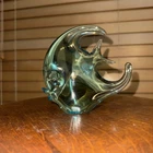 VINTAGE MURANO ITALIAN ART GLASS FISH SCULPTURE AQUA BLUE  ANGEL FISH