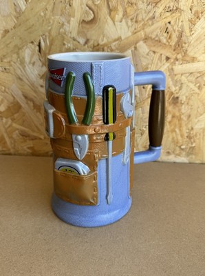 VINTAGE 1997 ANHEUSER BUSCH BUDWEISER WERKZEUGGÜRTEL KERAMIK BIERKRUG CS320 MANNSHÖHLE