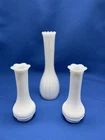 Lot of 3 VINTAGE MILK GLASS BUD VASES