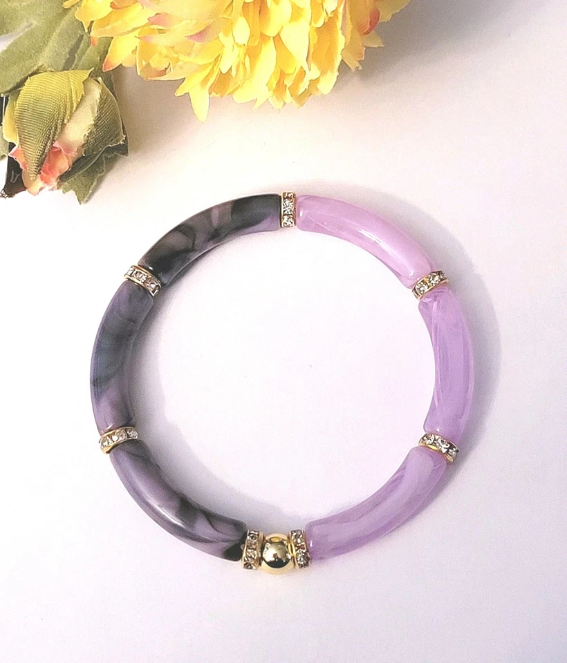 Sylvie's Acryl Gemstone Imitat Armband Gr.M 19/20 cm  flieder lila Neu/1187