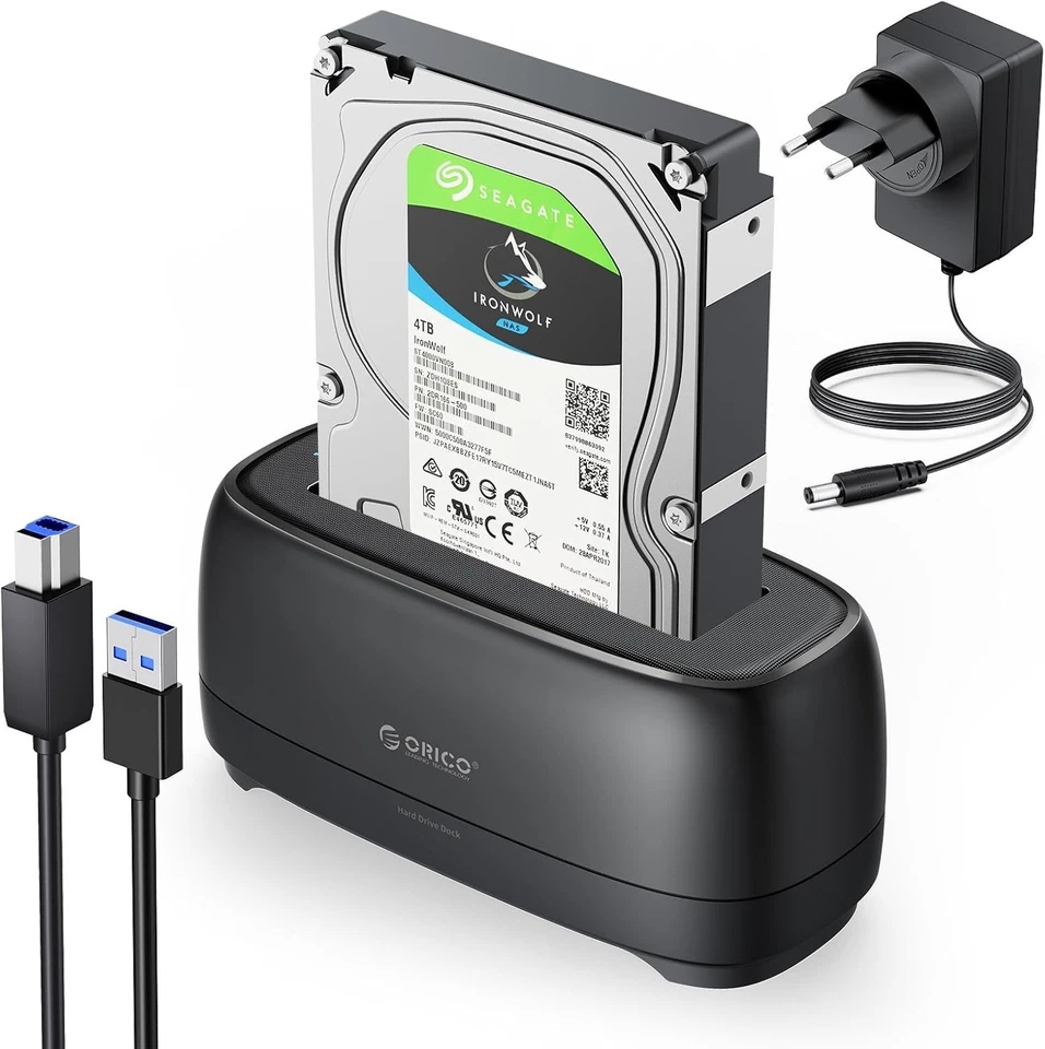 USB 3.0 Festplatten Docking Station für 2,5" und 3,5" SATA HDD/SSD bis 20TB - Bild 3 von 4