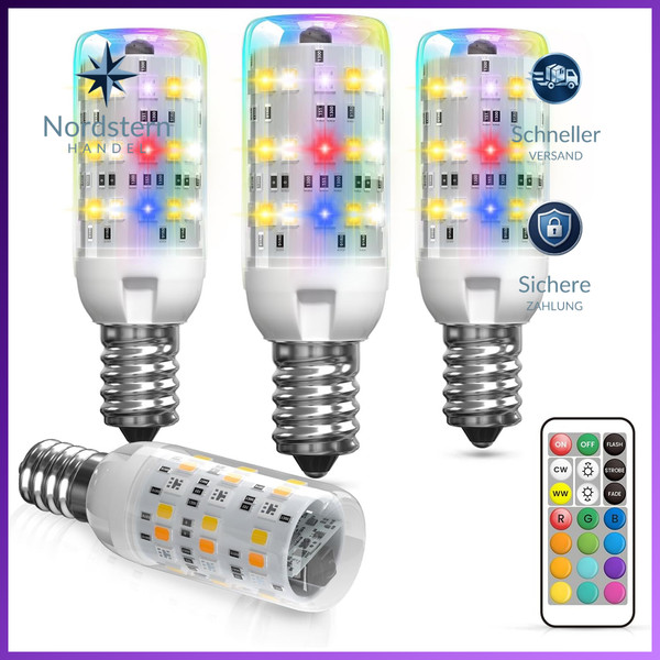 LED GlüHbirne E14 2W 4Er-Pack Dimmbar Rgbw Farbwechsel Warmweiß 3000K FüR Party-image