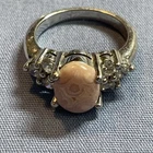 Vintage Ring Women Agate? Chunky Bohemian Signed Silver Tribal Estate Find 7.5”