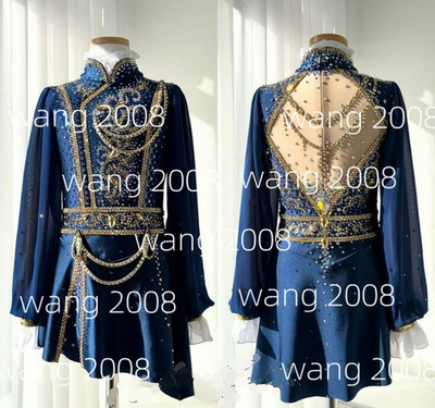 Ice Figure Skating Dress Rhythmic Gymnastics Twirling Competition blue