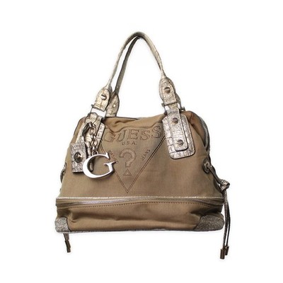 Guess Vintage Y2K Satchel Bag Handtasche Beige Silber