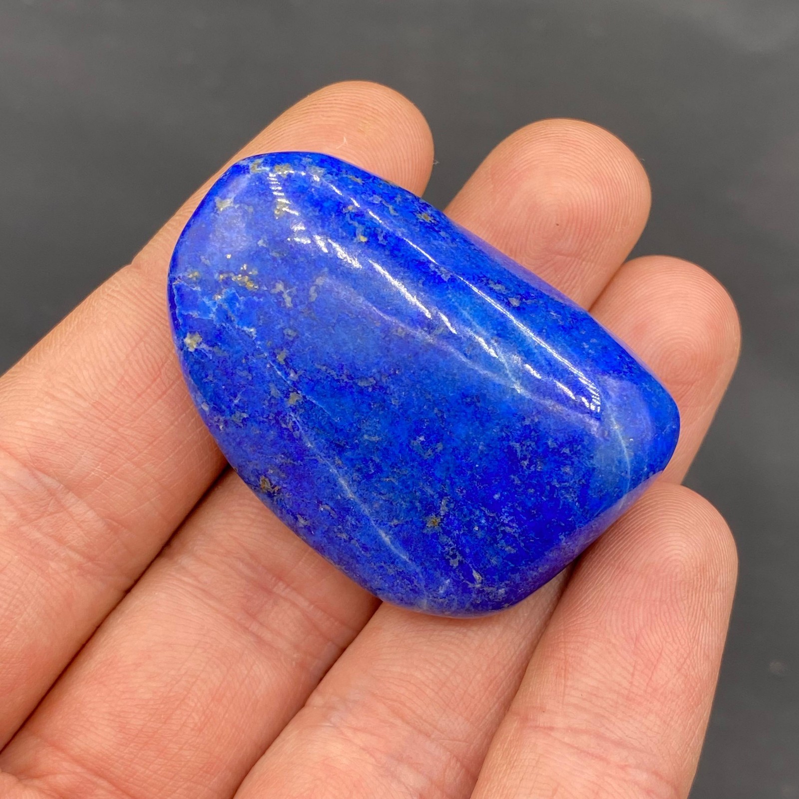Natural AAA+ Lapis Lazuli Tumbled Freeform Palmstone 34g From Afghanistan