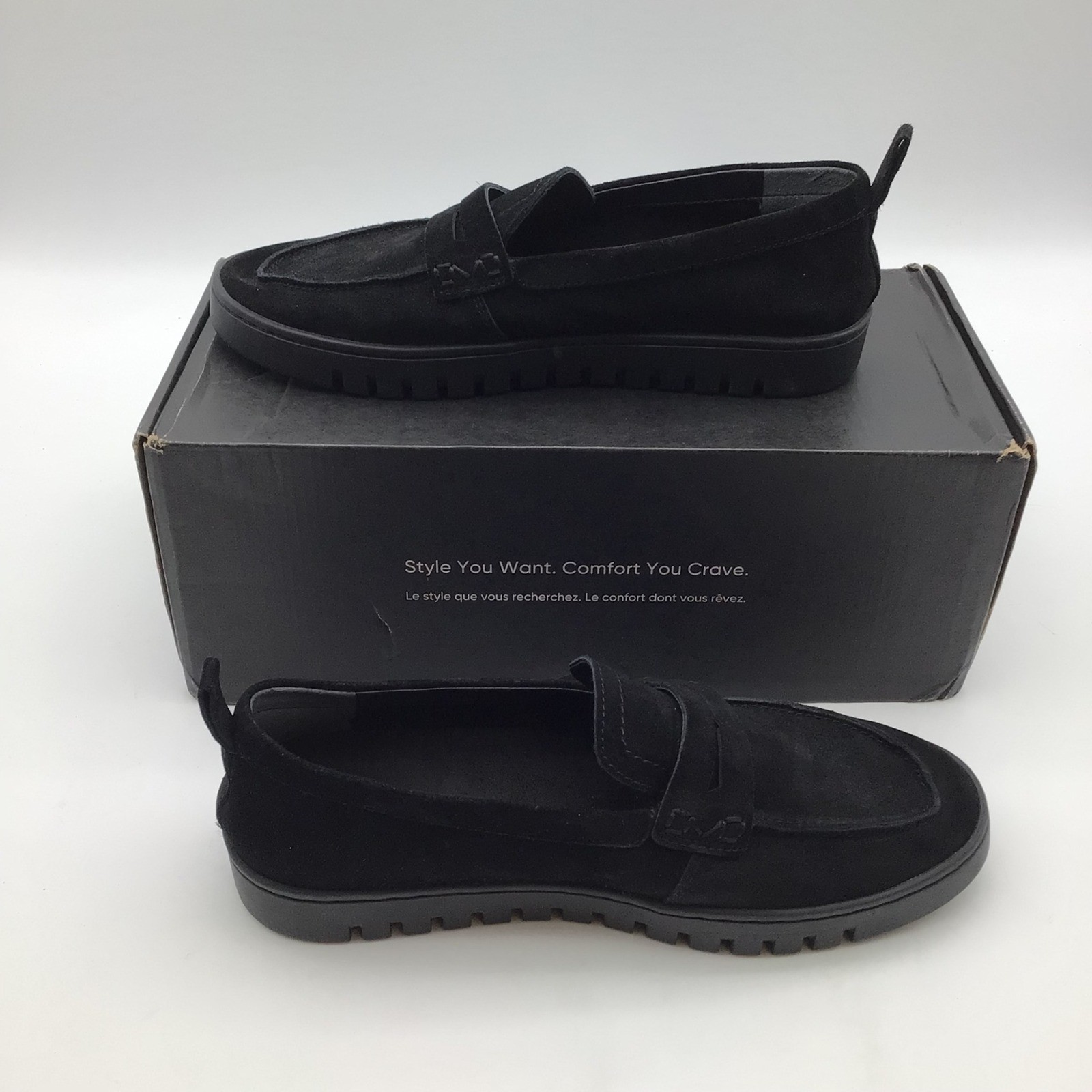 Vionic Uptown Black Suede Loafer Comfort Shoes Womens Size 9 W - New