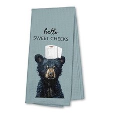 Hello Sweet Cheeks Black Bear Bathroom Hand Towels, Wild Animal Black 07color