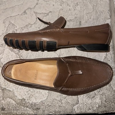 Bally Sato Cognac Leather Driver Moccasins Penny Loafers Shoes 9.5 D Men