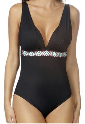 NWT La Blanca Womens One Piece Bathing Suit 6 Embodied OTS Mid Form Cup Black
