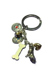 I Heart My Dog Silvertone Charm Keychain Best in Show Bone 4 inches