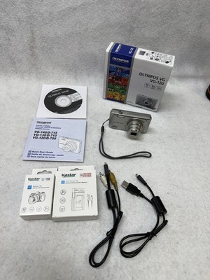 Olympus VG-120 Silver 14.0MP Dig. Camera Tested Box, Charger, Battery X2, Cables