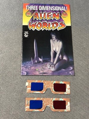 THREE DIMENSIONAL ALIEN WORLDS #1 PACIFIC COMICS w/ Two Pairs 3D GLASSES 1984