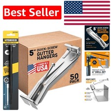 Quick Screw Gutter Hangers 5-Inch - 50 Pack with Bonus Drill Bit for Easy Ins...
