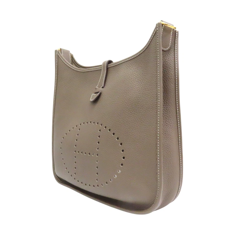 Bolso de Hombro HERMES Evelyne III GM Gris Etoupe Taurillon Clemence Cuero GHW Foto 3 de 4