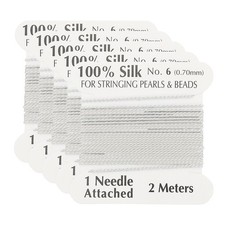 Silk Cord Thread, 5 Pcs Pure Silk Beading Thread Cord Size 0.7 mm, White