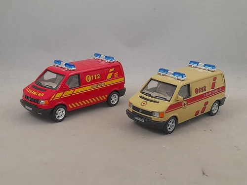 2 ambulances pompiers VW T4 VOLKSWAGEN BUS 1:43
