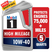 Mobil 1 High Mileage Full Synthetic Motor Oil 10W-40, 5 Quart 5 Quart, Gray 36.36 per gallon