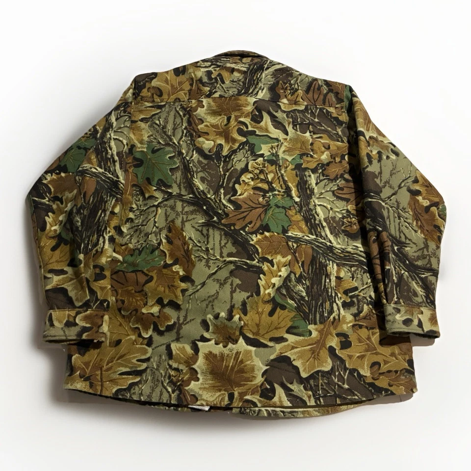 Cabela’s Made in USA Camo Shirt Jacket XL Oak Leaf Hunting Fleece Lined Vintage - Image 2 of 4