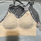 2 Izod Wire Free Plunge Bras Seamless Comfort GRAY & BEIGE — photo 1