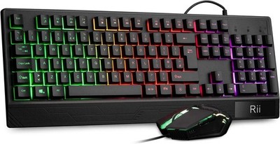 Rii Gaming Tastatur und Maus, RGB Light Up Tastatur und Maus Set für PS4, Xbox 