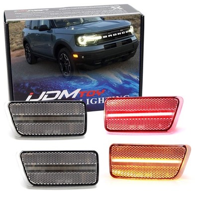 4pc Set Clear Lens Amber/Red Full LED Side Markers For 2021-up Ford Bronco Sport
