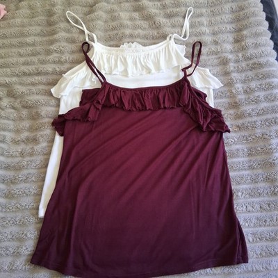 Gr.38 M Set 2x Top Rüschen Weiß & Bordeauxrot Infinity Woman