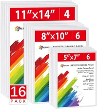 16 Pack Canvas Boards for Painting, Art Canvas Panels Set for Acrylic Oil Artist