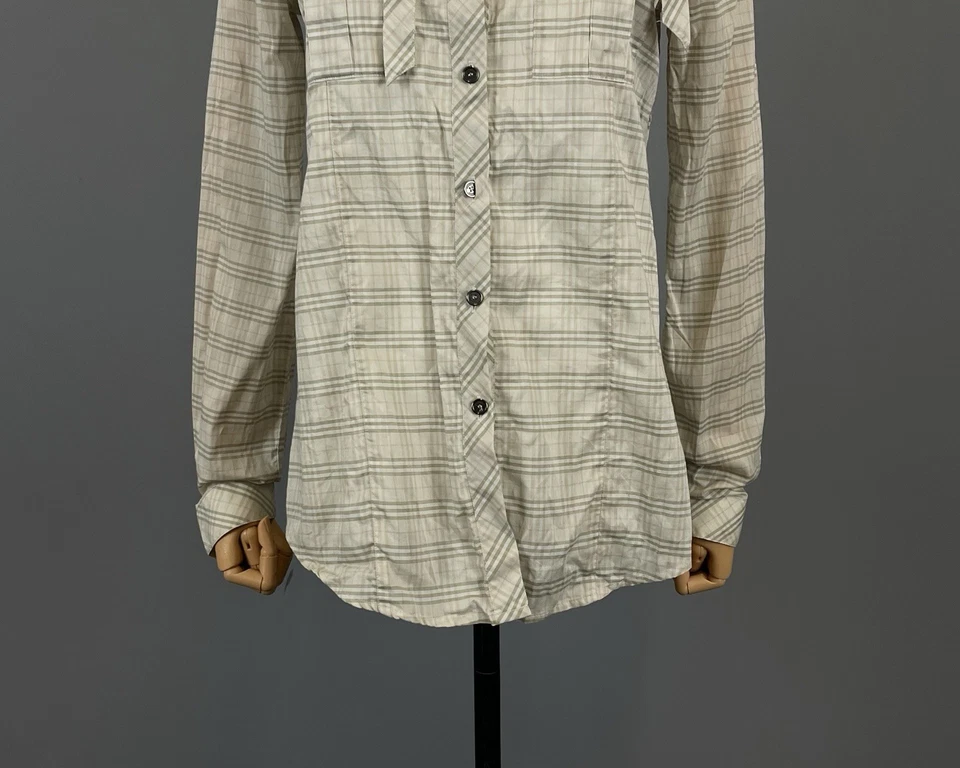 Blusa túnica camisa BURBERRY BRIT beige a cuadros Nova manga larga talla S Foto 4 de 4