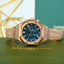 2022 Audemars Piguet Royal Oak Chronograph 38mm Blue Rose Gold Complete Set