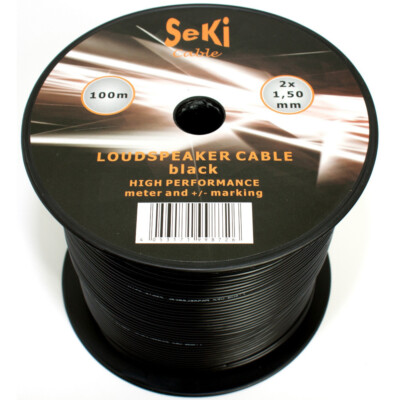 Lautsprecherkabel 2x1,50mm² - 100m - schwarz - CCA - Audiokabel - Boxenkabel