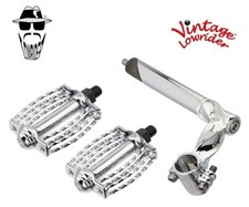 Vtg Twisted 22.2 Stem Mini Round Double Square Twisted 1/2 Pedals Chrome