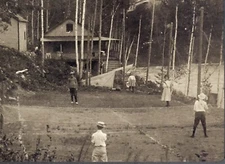 Backyard Family Tennis ca 1915 - stereo realist copy slide by Brandt Rowles #318