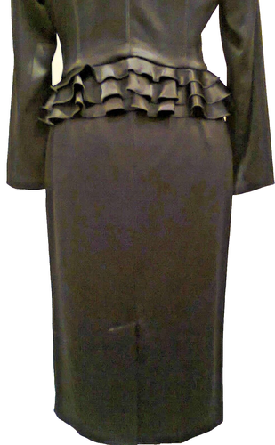 Michael Ambers Jacket and Skirt 2 piece suit black satin Size UK 12 New - Picture 10 of 12