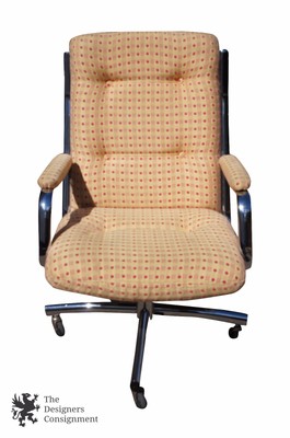 Mid Century Rolling Swivel Desk Office Chair Tufted Yellow Red
