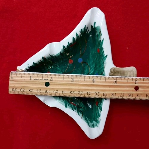 Vintage ITALY 1960s HandPainted Ceramic Christmas Tree Dish Hand Painted Ashtray - Picture 7 of 7