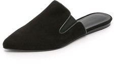  440 JENNI KAYNE MULE FLAT SLIDE SHOES POINTY SUEDEB LACK GORES 38 MG1 